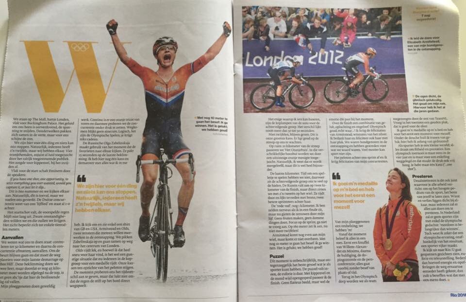 TMBrabantSport's tweet photo. Prachtig geschreven verhaal van @marianne_vos ' zo won ik goud'. Vandaag in RIO bijlage van oa het @brabantsdagblad https://t.co/dCRZVC7VGa