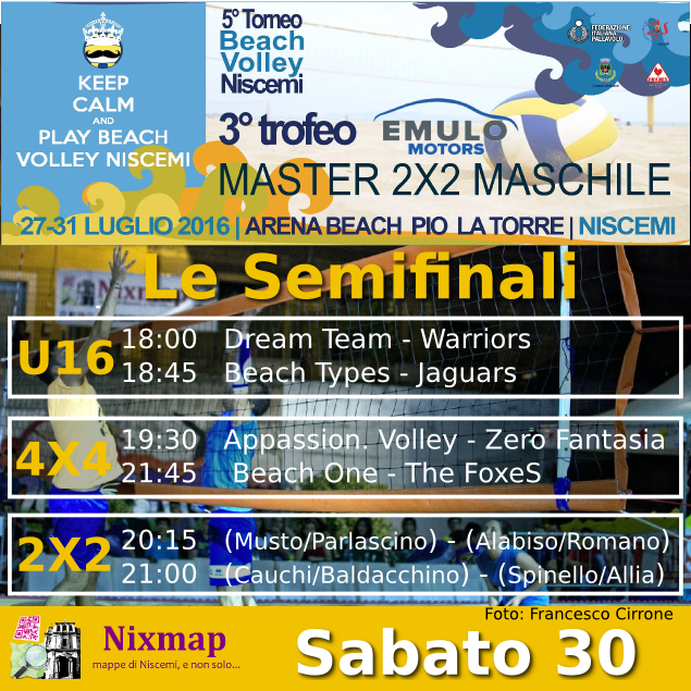 nixmap's tweet photo. I giorni passano e siamo già arrivati alle SEMIFINALI! #beachvolleyniscemi #beachvolley #niscemi https://t.co/97VUxcOwEi