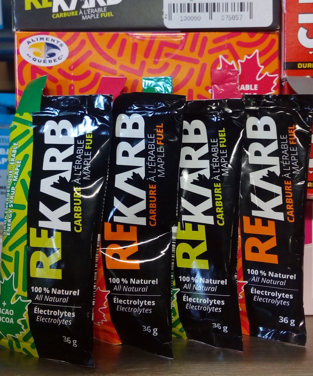 TechnoCycle1's tweet photo. Notre rayon nutrition vient d’accueillir un petit nouveau avec les gels REKARB carbure à l’érable. https://t.co/qcRvUXVVjF