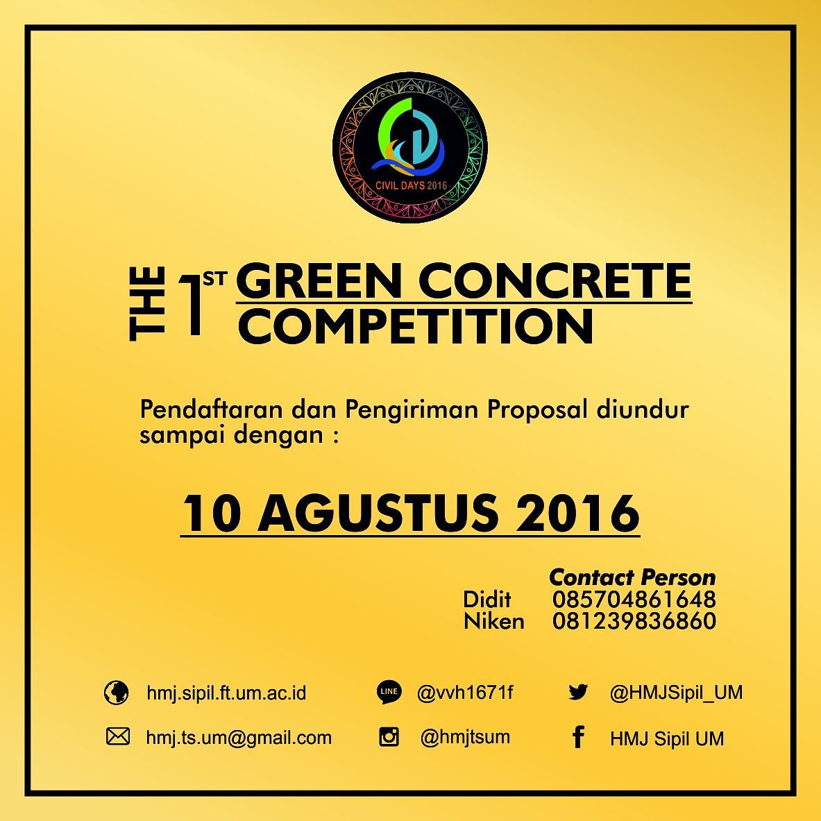 HMJSipil_UM's tweet photo. Kabar Baik nih. @hmsuntirta 
@HMS_Polinema 
@INFO_HMSUNJANI
@HMS_FT_UNKRIS
@HMS_Unsil https://t.co/CLstVIDCCZ