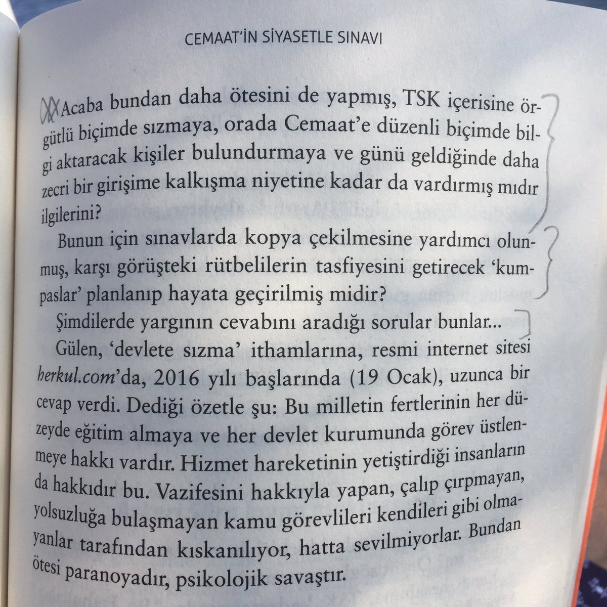 Fehmi Koru'nun son kitabından. 'Cemaat'in darbeyle imtihanı' (bu kitap FETÖ darbe girişiminden önce basılmıştı/İK)