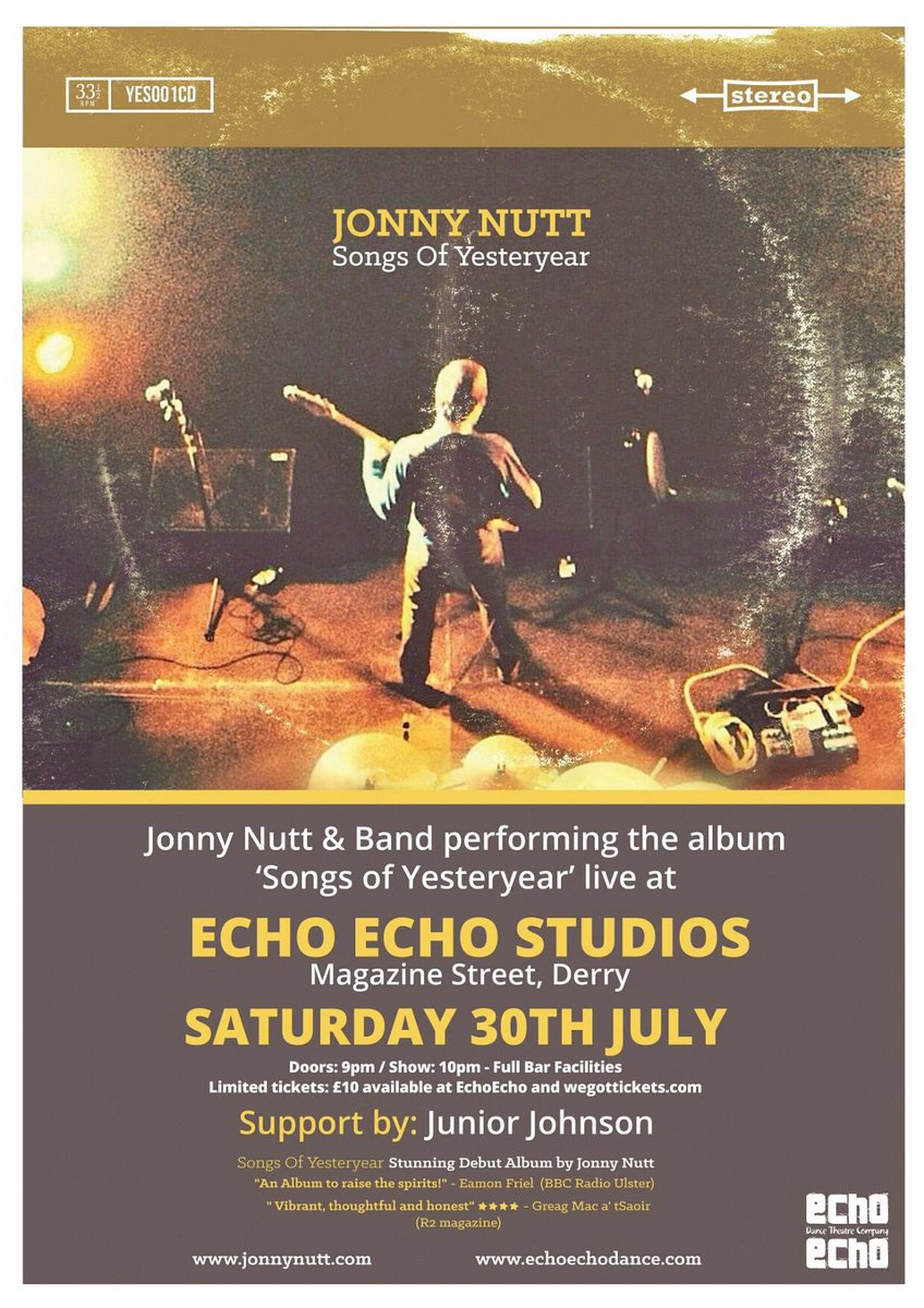 Tonight <a href="/EchoEchoDance/">Echo Echo Dance</a> Junior is humbled to be supporting the extremely talented <a href="/jonny_nutt/">Jonny Nutt</a> #Derry #music #songs