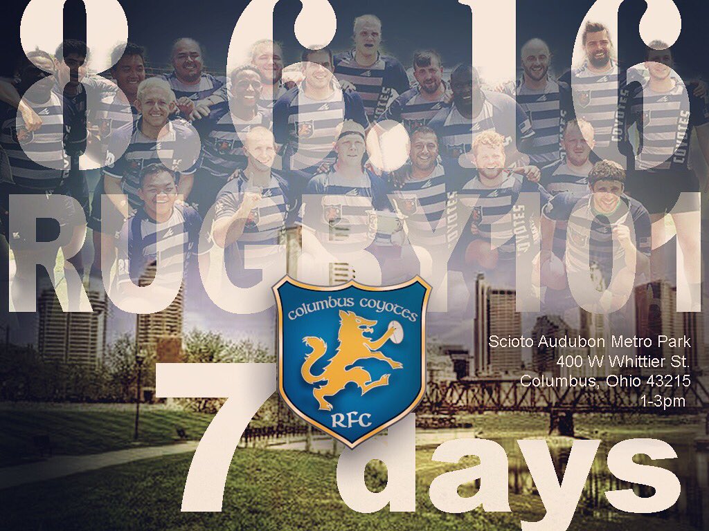 Wow I can't believe rugby 101 is seven days away. I can't wait to see you all next Saturday from 1-3pm! #rugby