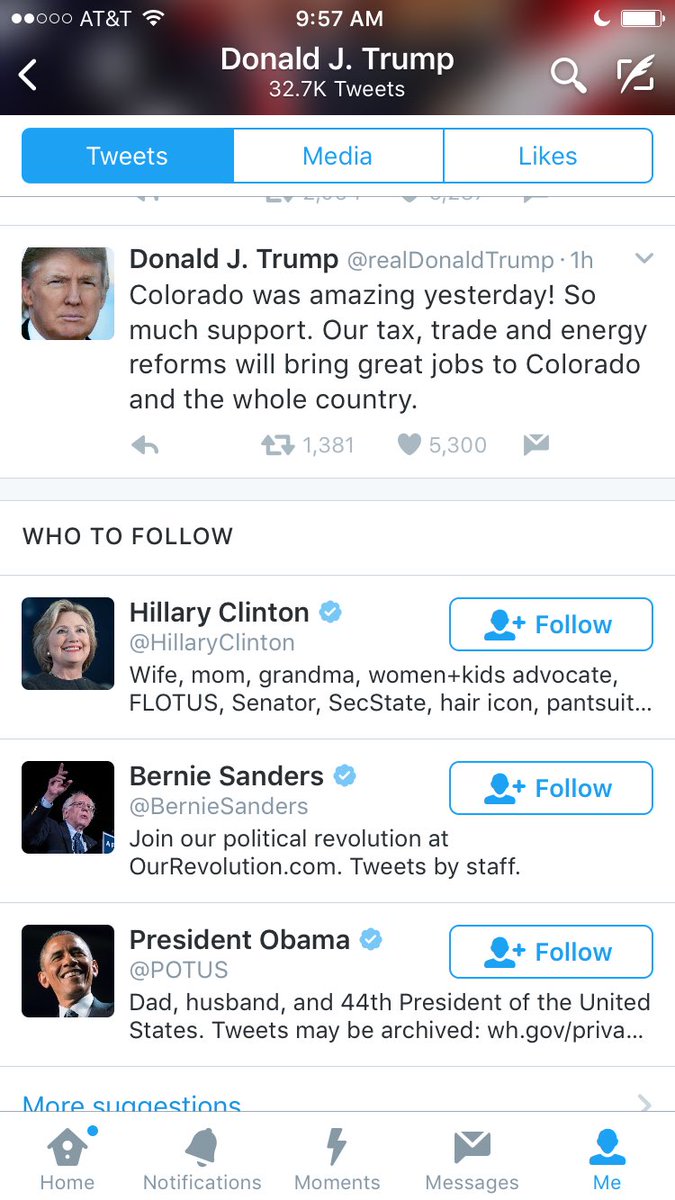 TheCherokeeRose's tweet image. @realDonaldTrump on ur phone Twitter suggests 2follow dems &amp;amp; on dems pgs it&apos;s the same #deckstacking #TrumpPence16