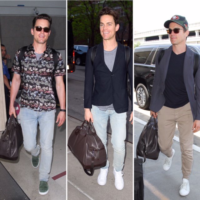 Longchamp's tweet photo. American actor @MattBomer seen carrying the new Longchamp Le Foulonné travel bag #Longchamp #LongchampTravel https://t.co/52y6Qcr0HU