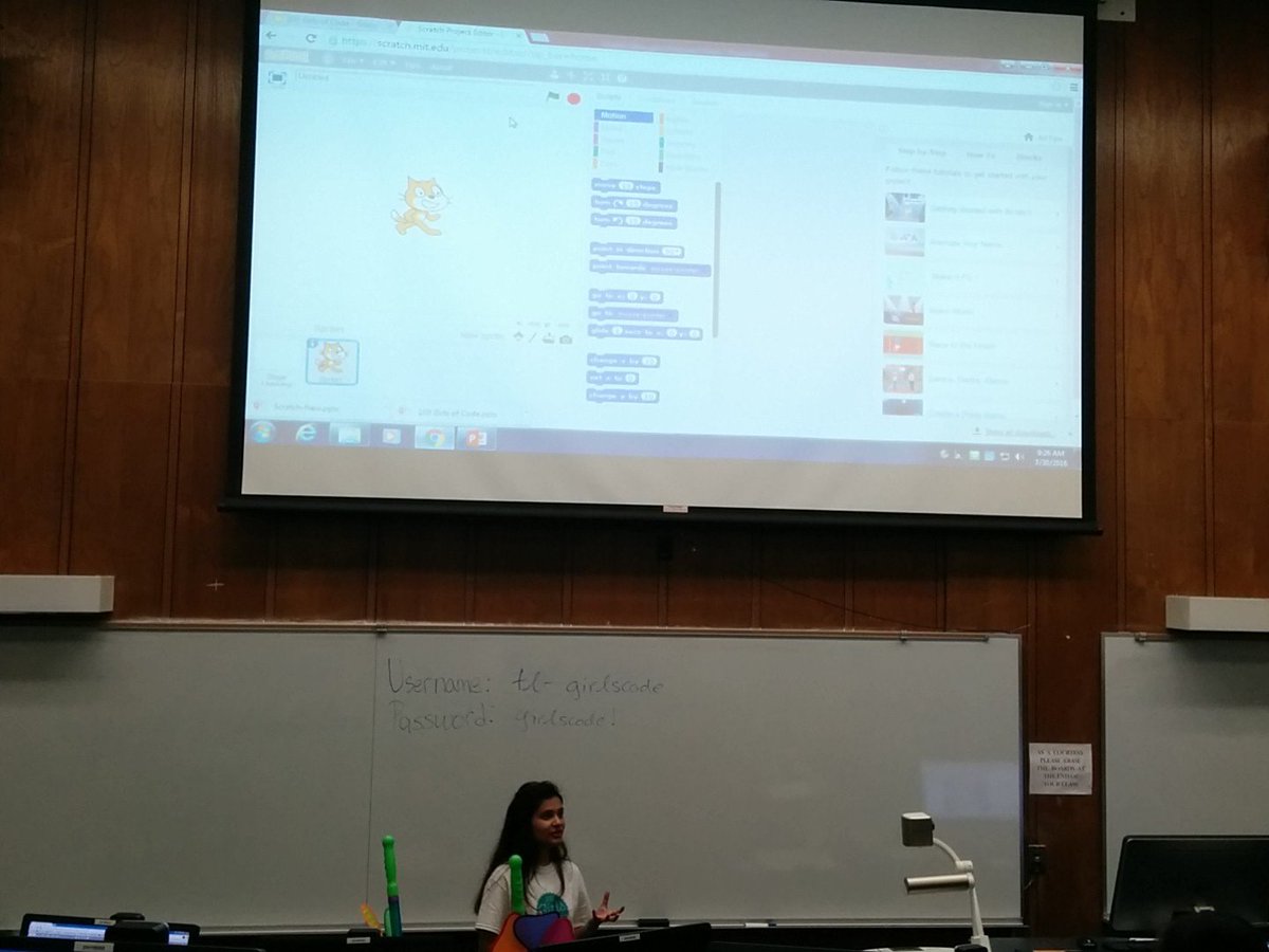 caryghart's tweet photo. #100girlsofcode #memphis Ruchi introducing @scratch to the girls. https://t.co/9SQHINwPvP