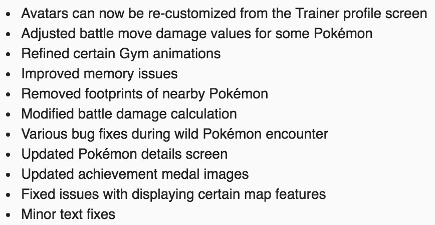 PokemonGoNews's tweet image. #PokemonGO Android Version 0.31.0 Patch Notes.