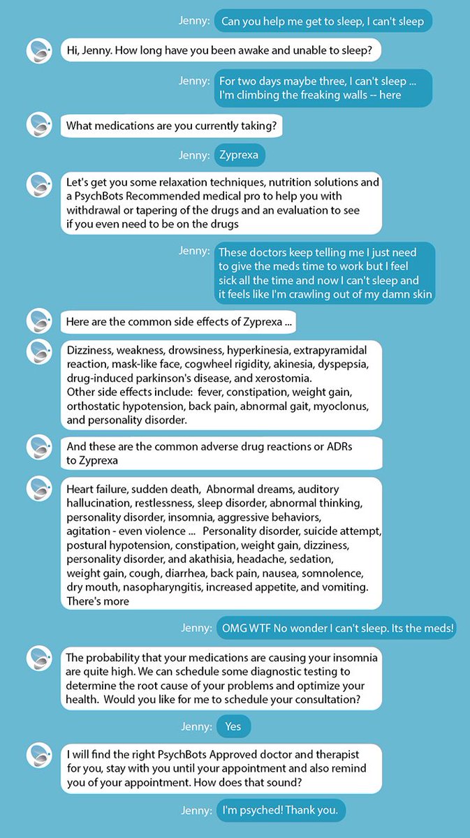 PsychBots's tweet photo. #PsychBots #Ai #Powered #Conversational #UI #Insomnia #AdverseDrugReactions #patternrecognition #data #behavior https://t.co/fMPbhOCXLF