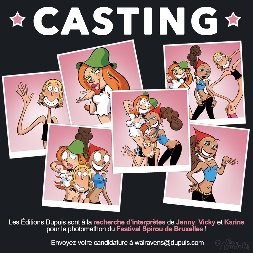 Interprètes de Jenny, Vicky et Karine recherchées pour le #FestivalSpirou à #Bruxelles !
#Casting #LesNombrils