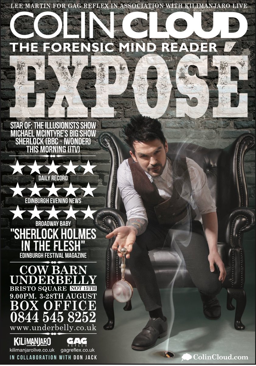 WIN TWO TIX TO 'EXPOSÉ' (4th of August) underbellyedinburgh.co.uk/whats-on/colin… RETWEET & LIKE TO ENTER #EdFringe @FollowTheCow