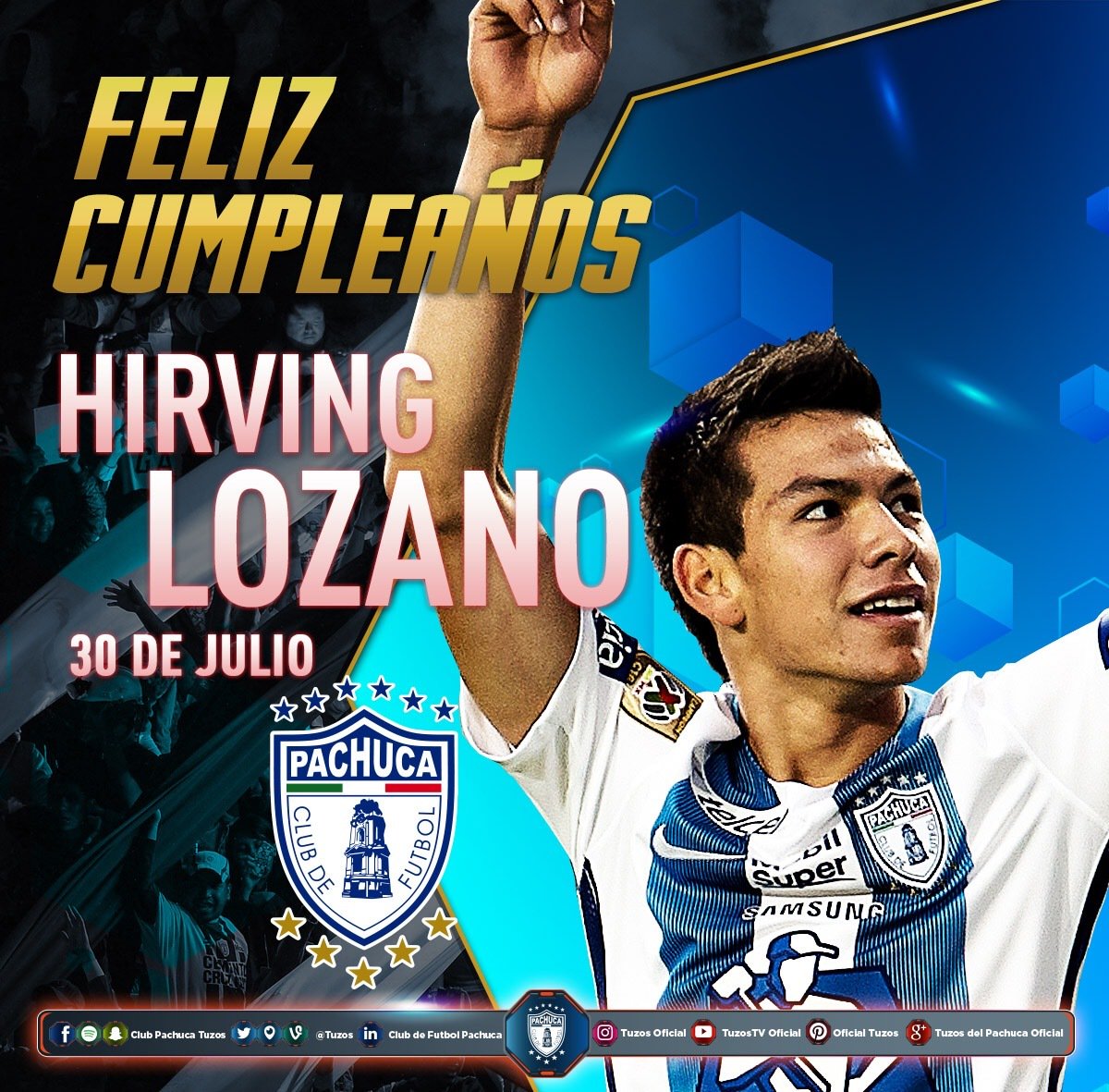 Tuzos's tweet photo. Hoy celebramos el cumpleaños de @HirvingLozano70. Muchas felicidades. https://t.co/zVHANolHhE