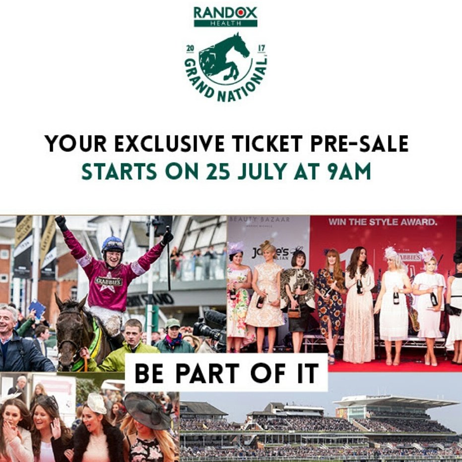 mich_cluskey's tweet photo. Back for another year!! #randoxhealth #grandnational #LadiesDay #aintree #ticketsgot #april2017 https://t.co/X2x1YQ68fK