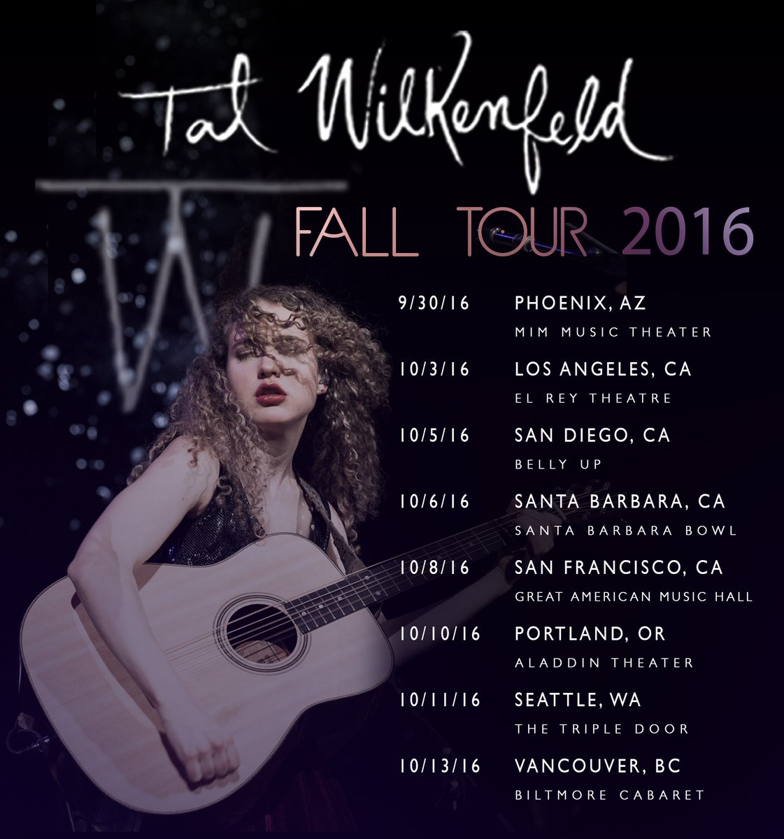 JUST ANNOUNCED! FALL TOUR DATES for 2016! Tickets on sale now! talwilkenfeld.com/tour Photo by @GlennRossPhoto ©