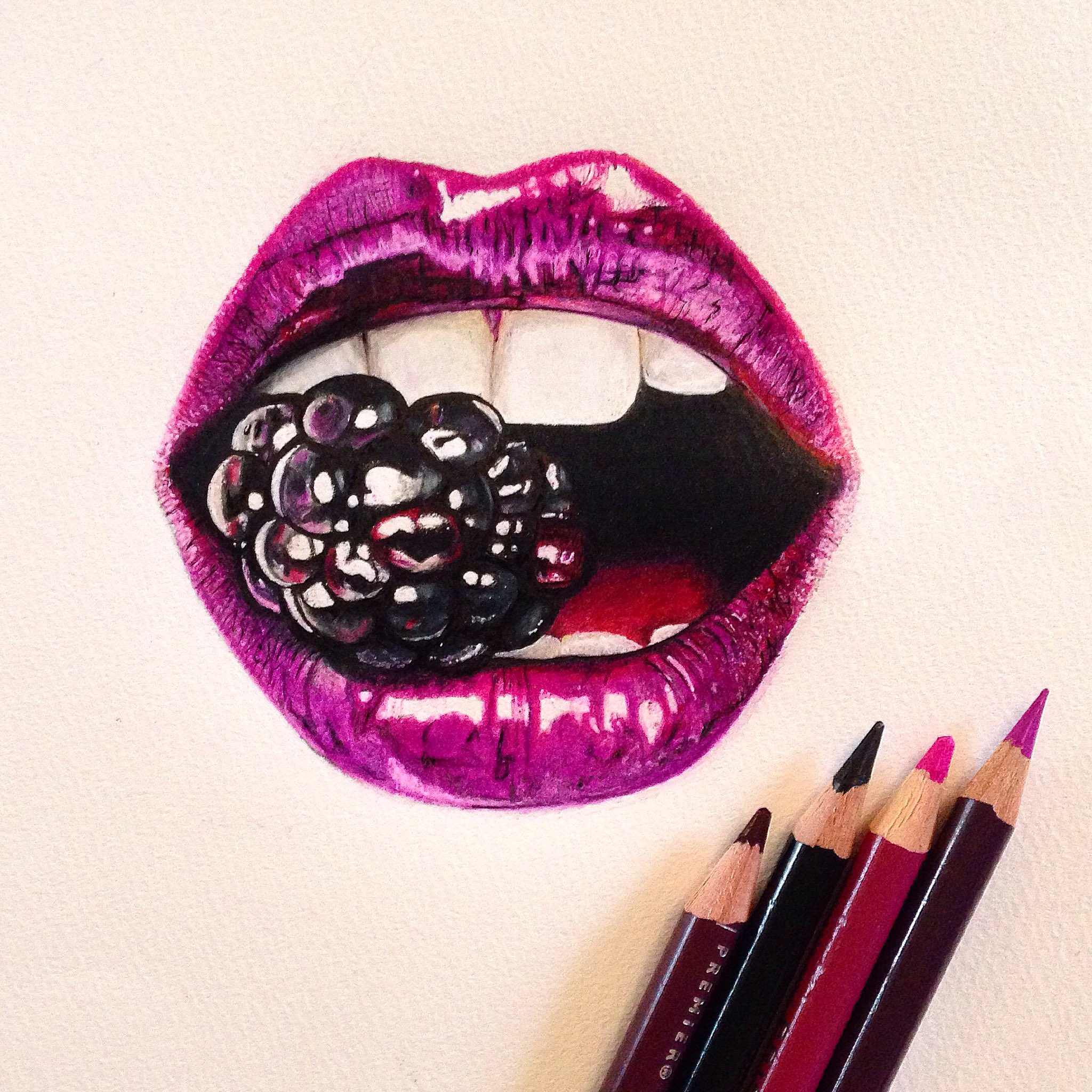 Lips With Fruit Drawing Purple.