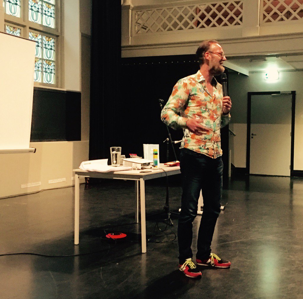 stephenlaw60's tweet photo. Philosopher Floris van den Berg attempts to offend the entire audience. 4 walk outs so far. Can I beat that? #ehyd https://t.co/7JNZxnM8u9