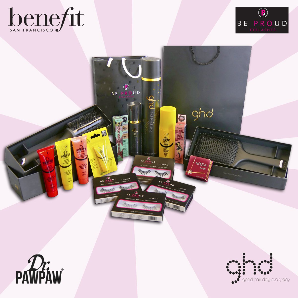 DrPAWPAW's tweet photo. Want to win this amazing beauty bundle? Hashtag #tubejourney &amp; a pic of your tube @ghd @BenefitBeauty @beproudbepro https://t.co/ADA9ecdtPk