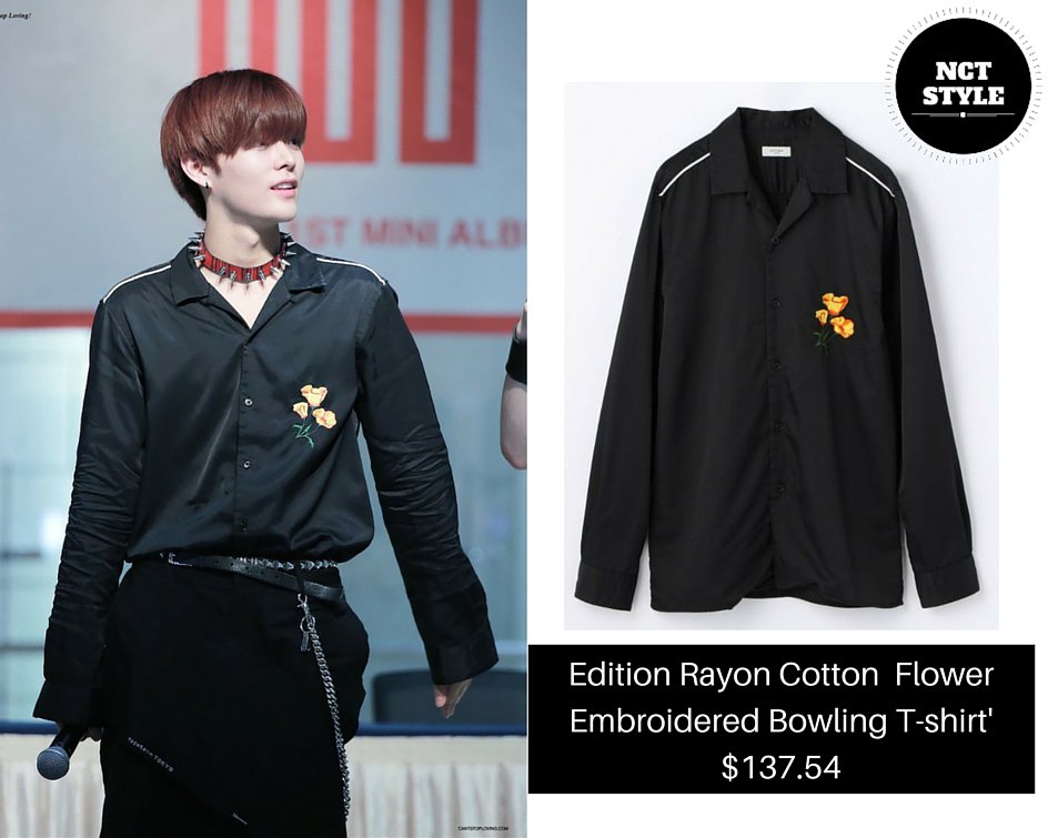 NCT_Style's tweet photo. 160730 [NCT Yuta Music Bank &amp; Fansign at Jamsil Style] - $137.54 Edition Rayon Cotton Flower Embroidered Bowling https://t.co/WtZt2fcjXe