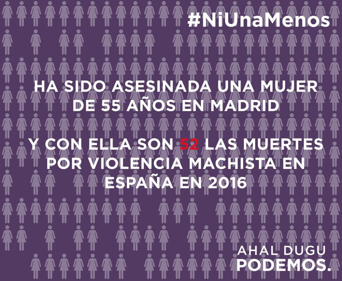 urruzoladide's tweet photo. Mujer de 55 años asesinada es Madrid
Esto es INAGUANTABLE! 🔥 ya son 55
Muertes X #ViolenciaMachista 
#NiUnaMenos https://t.co/T2uVSu6z0c