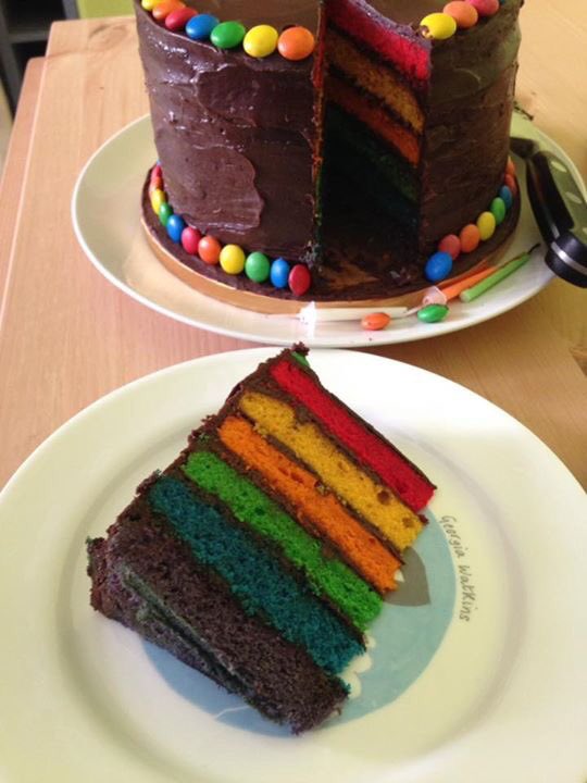 WfallEvents's tweet image. Rainbow cake was a success!