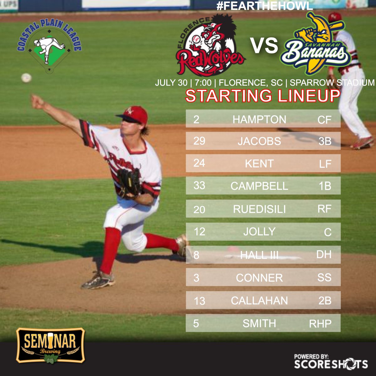 FloFlamingos's tweet photo. Here's tonight's starting lineup. First pitch for Early Oktoberfest is set for 7:00 #FearTheHowl #WolvesUp https://t.co/0v8a7E4hy8