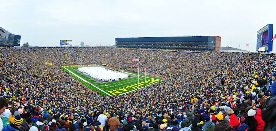 Michigan's average att last season (college gridiron) was 110,168. (!) Venue has also had 105,000+ for ice hockey.