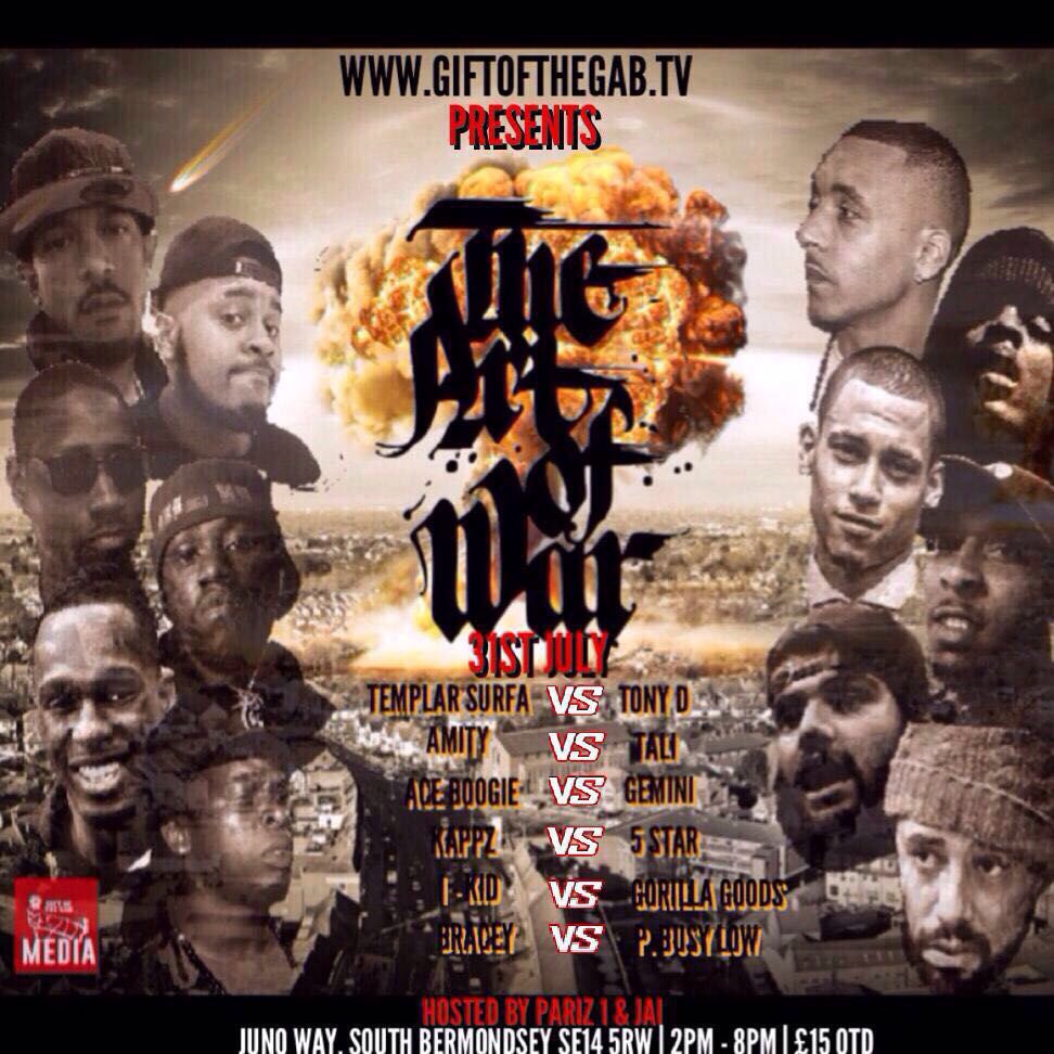 ITS GOING DOWN TOMORROW @ 2PM #TheArtOfWar BE IN THE BUILDING TO WITNESS UK BATTLE RAP HISTORY!!! #GOTG