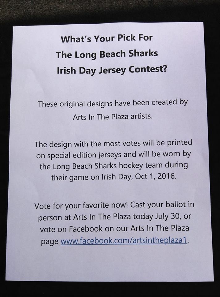 ArtsinthePlaza's tweet photo. The Long Beach Sharks Irish Day Jersey Contest #lbny #longbeachny https://t.co/SGpIfycdXM #lbsharks #icehockey https://t.co/pwmmfEWnM9
