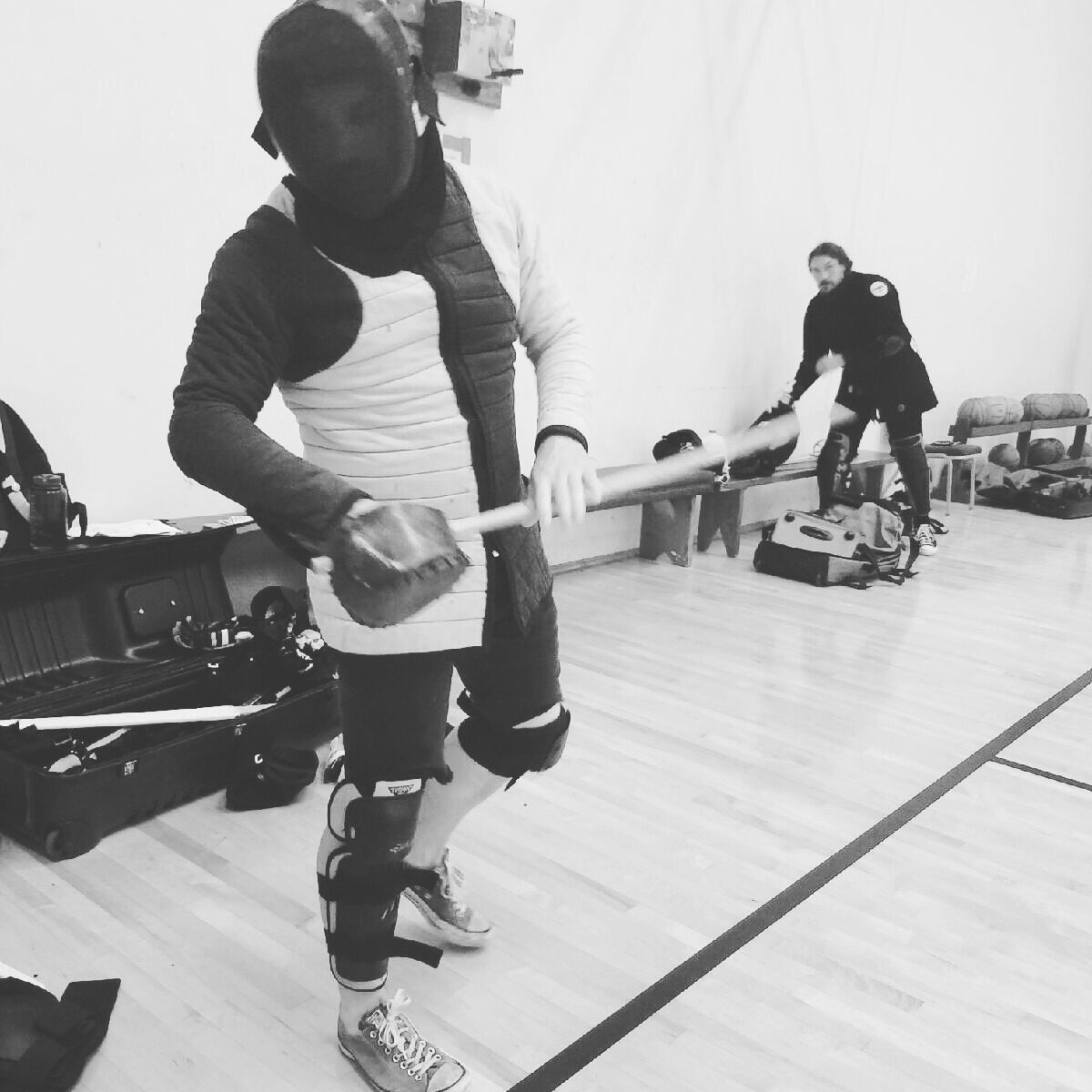 JamboBienvenue's tweet photo. Suited up for my first ever single stick spar at @SGportland (Swordguild Portlabd.) #NotFencing #HEMA https://t.co/QNlorBw2k3