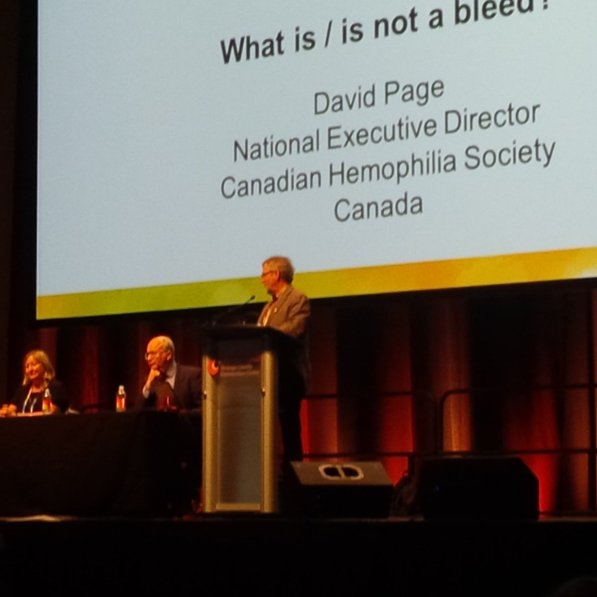 HemoOntario's tweet photo. National Executive Director David Page Patients' perspective on Defining a Bleed #wfh2016 @CHShemophilia @The_IHS https://t.co/EewCB1PWWZ