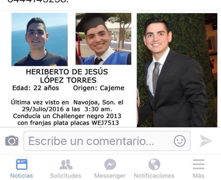 SegUnaFormaVida's tweet photo. RT AYUDA para localizar Heriberto de Jesús López Torres, última vez fue visto Navojoa,Sonora @pgje_sonora https://t.co/PwvFlL6SWc