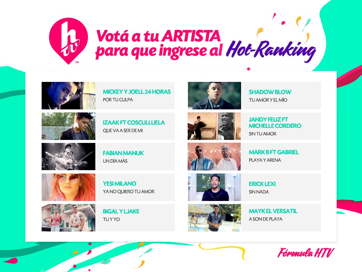 Esta es la nueva #FórmulaHTV Coméntanos cuál es tu artista favorito y ayúdalo a llegar al #HotRanking De <a href="/HTVMusica/">Canal HTV</a>