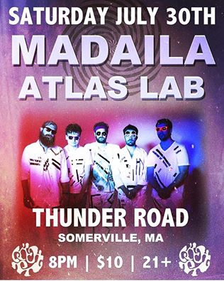 AtlasLabMusic's tweet photo. Tonight. @musicofmadaila on tour from VT. Band real good. Come hang at @ThunderRoadClub. 8 pm #madaila #somerville https://t.co/WuHfyWHQB1