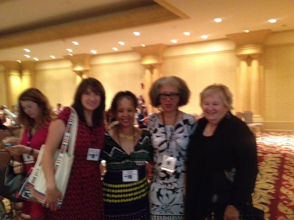 JADLibrarian's tweet photo. #LA16SCBWI #EmergingVoices Judy Allen Dodson Jackie Dorothy with Carole Boston Weatherford & #linoliver https://t.co/2CiTS0XB4N