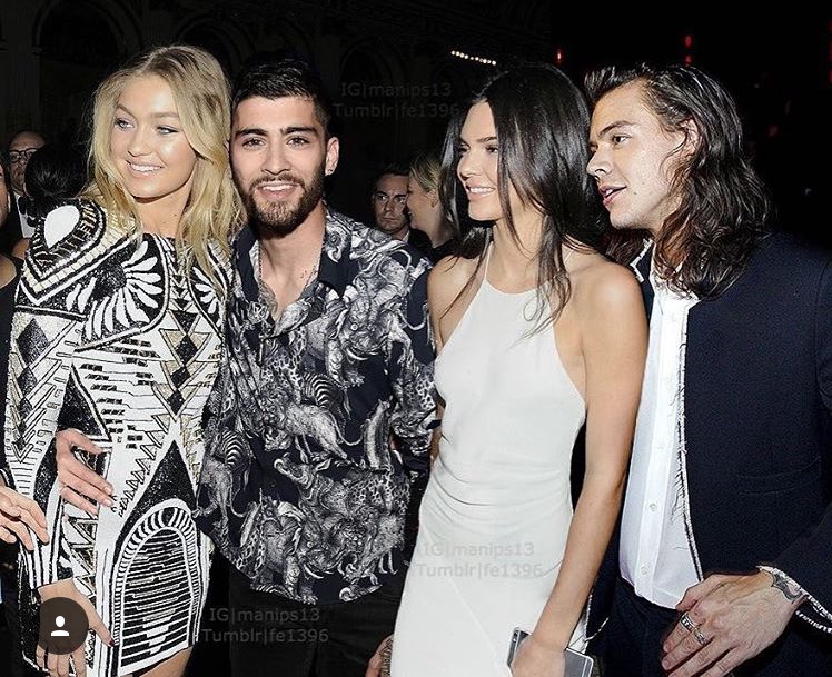 Zayn with Gigi, Harry and Kendall.