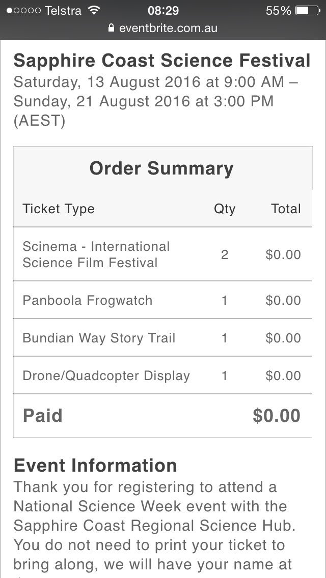 bournda's tweet image. I've got my tickets for events that need a booking - don't miss out!

eventbrite.com.au/e/sapphire-coa…

#NatSciWk #scsf2016