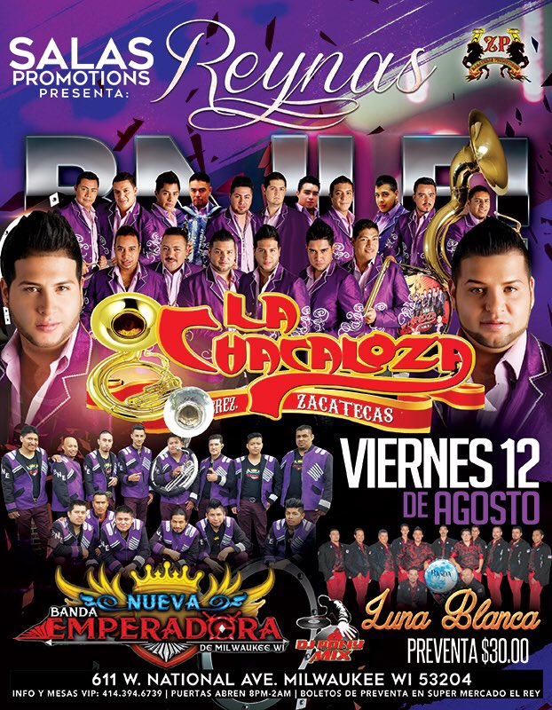 ZacatecasPromo1's tweet photo. Noche de Pura Banda!
ZP y Salas Promotions Presenta:

La Chacaloza de Jerez Zacatecas!! 
Primeros 100 Boletos a $30! https://t.co/HtcqjPSbYZ