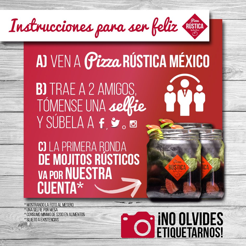 pizzarusticamex's tweet photo. ¡ESTAMOS ESTRENANDO PROMOCIÓN! ¡Ven a #PizzaRusticaMexico a ser feliz! Te esperamos #SelfieRustica #SomosRusticos https://t.co/kLJIdjOQvi