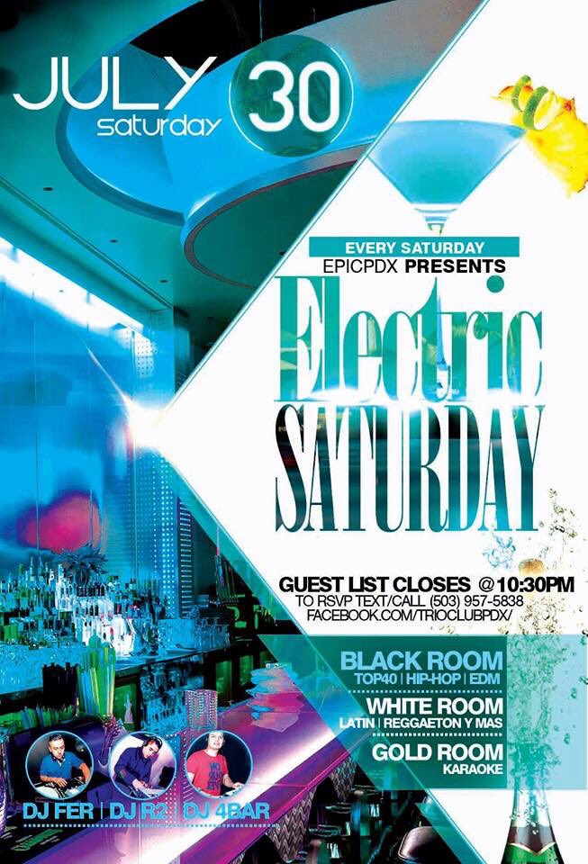 TrioKaraoke's tweet photo. Electric Saturday at Trio tonight! #electricsaturday #pdxnightlife #djs #trioclub https://t.co/pwnhQoBCC9