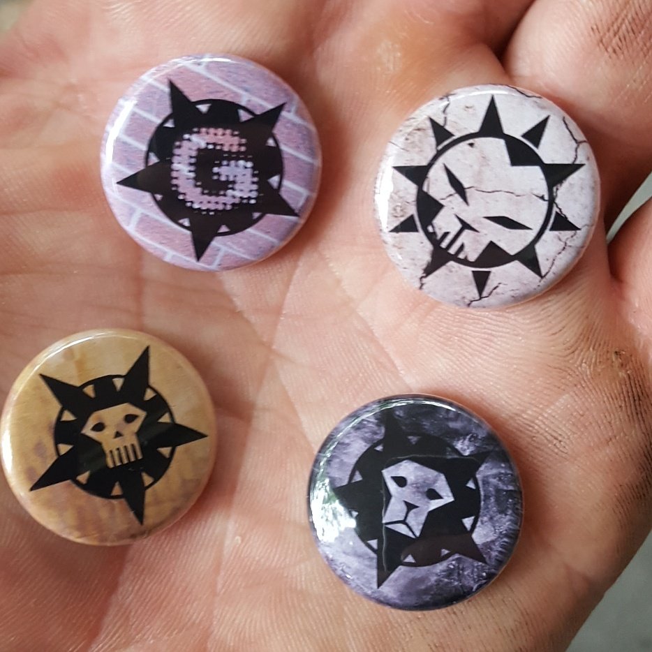 grndthvs's tweet photo. Grindthieves logo button packs for sale, 4 buttons, $6USD, s&amp;h included, double outside usa, paypal josh@jdecker.net https://t.co/mBXz2tF0ci