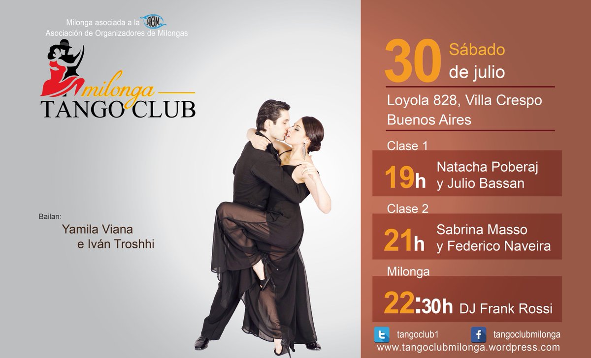 TangoClub1's tweet photo. Sábado 30 julio: @YamilaViana e Iván Troshhi en #Tango Club https://t.co/AYa7OO8O5l #buenosaires #milonga https://t.co/FgKKSu922l