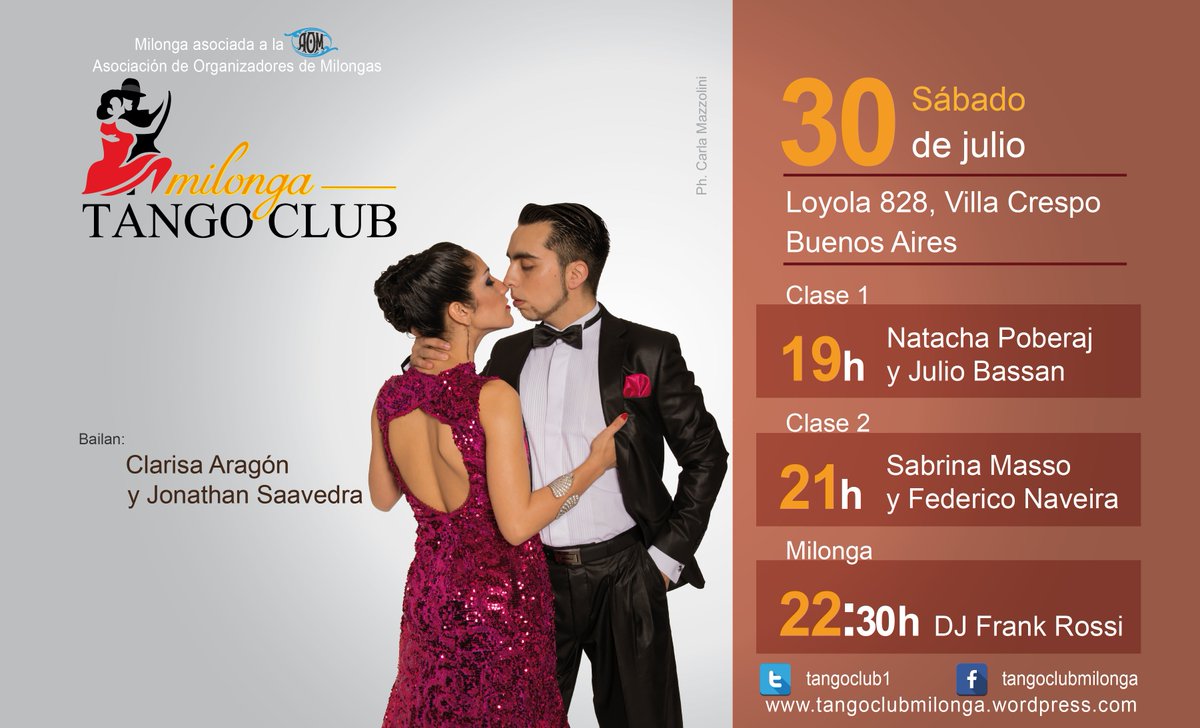 TangoClub1's tweet photo. Sábado 30 julio: Clarisa Aragón y Jonathan Saavedra en #Tango Club https://t.co/AYa7OO8O5l #buenosaires #milonga https://t.co/xum8Dlvgmh