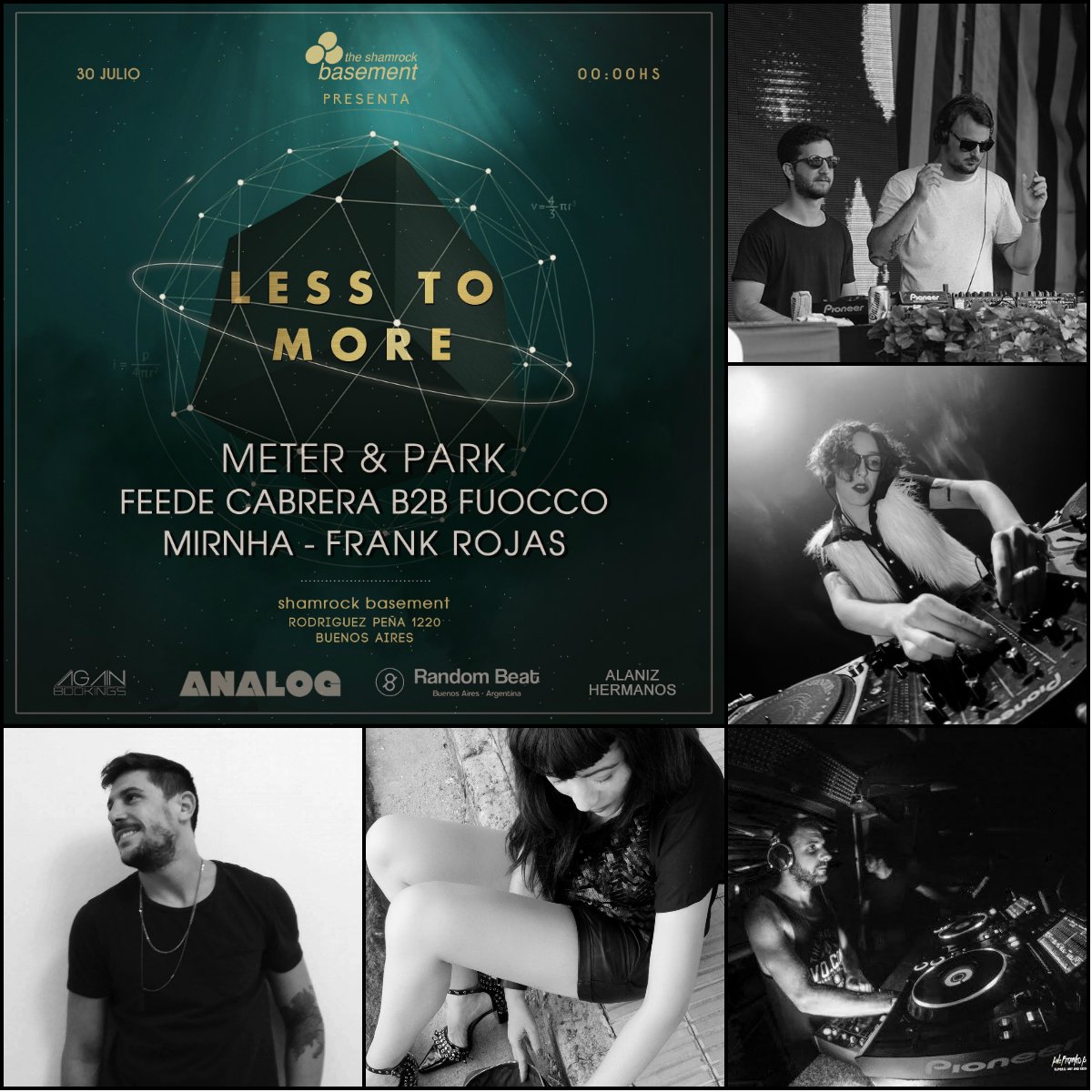 ShamrockBA's tweet photo. Hoy en basement con #LessToMore #Meter & #Park, @Dj_Feedecabrera b2b @deepfuocco, @Mirnha00, #FrankRojas #Open00hs https://t.co/mhTR0L3lqN