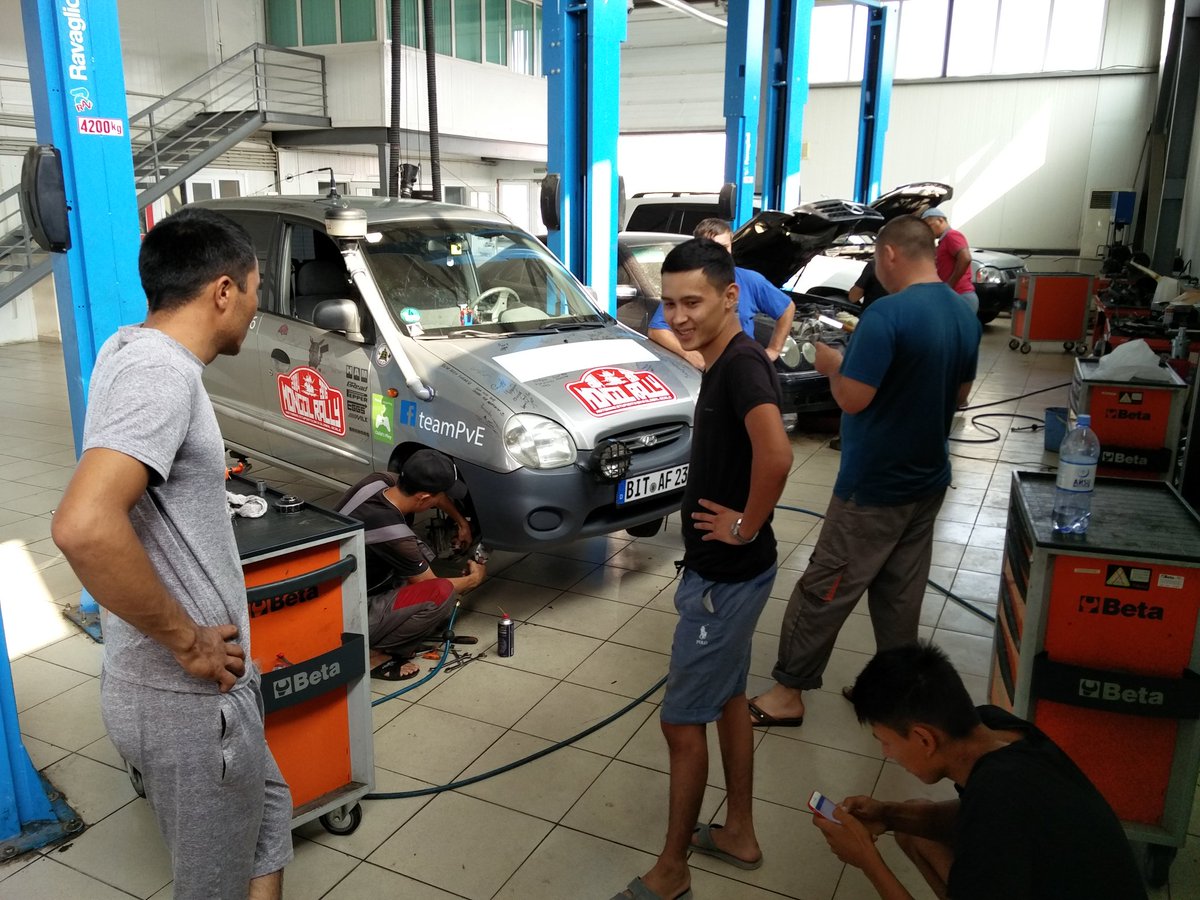 TeamPvE2016's tweet photo. We made it to Almaty! Stopped 5x by police, but we made it! https://t.co/LKape9C0iO