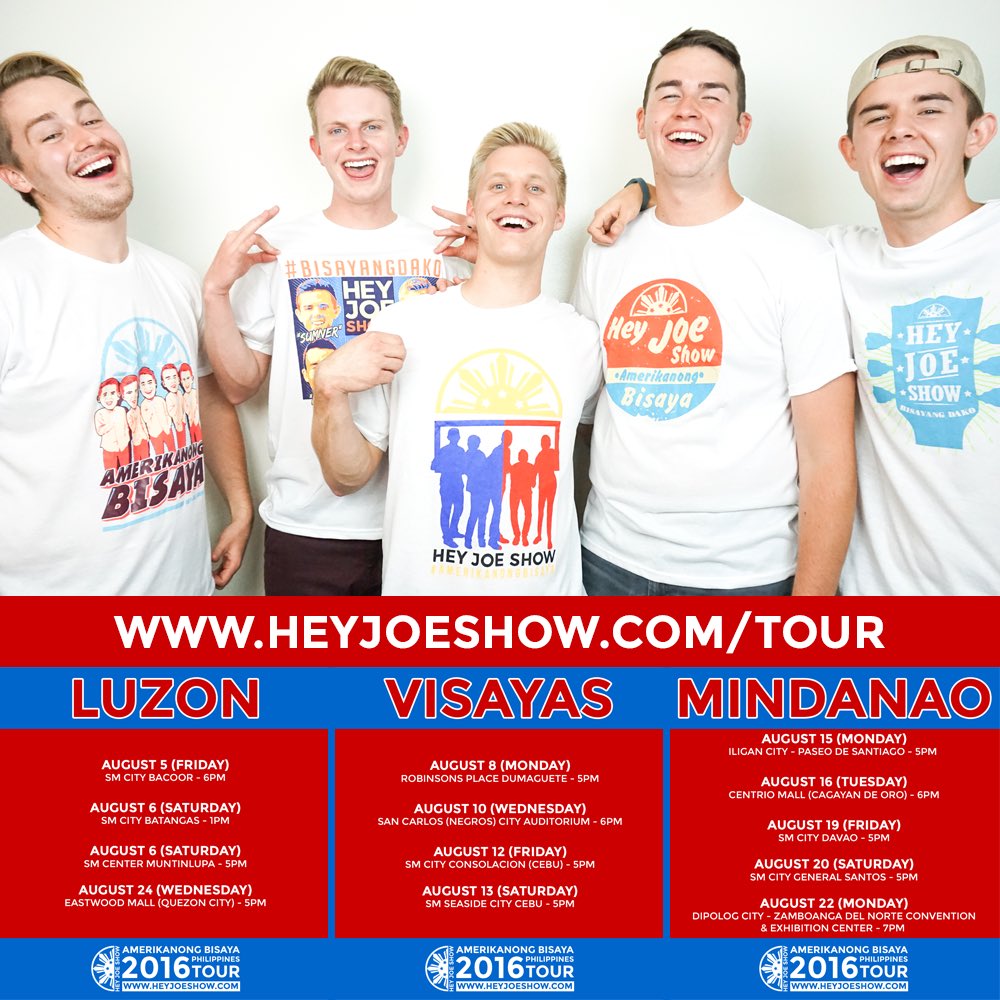 SEE YOU THIS WEEK PHILIPPINES!! SEE US &amp; MEET US in these following cities... heyjoeshow.com/tour
