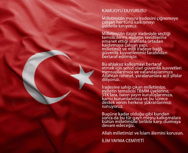 Kamuoyuna duyurumuzdur...