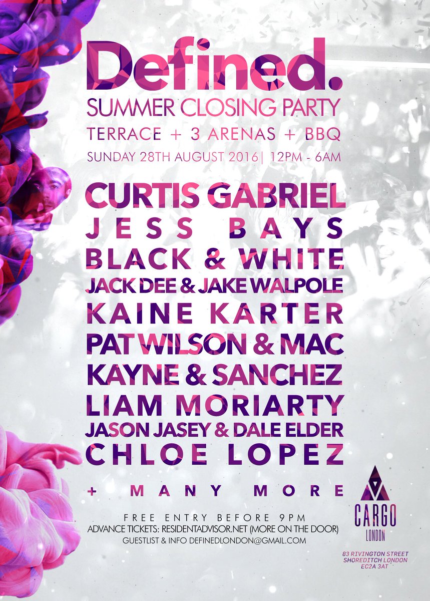 DefinedRecords_'s tweet image. Buzzing For @DefinedLDN @Cargo_LDN Sunday 28th August Alongside @CurtisGabrielUK @Jessica_Bays + Many More 🎉