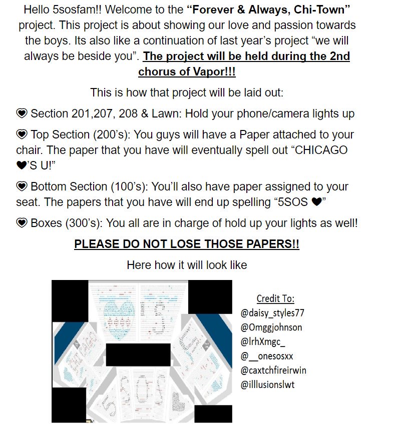 SLFLChiProject's tweet photo. We're all very upset. @5SOS , you might as well know. This is what we wanted to do for you #SLFLTinleyPark https://t.co/yO2325hhyl
