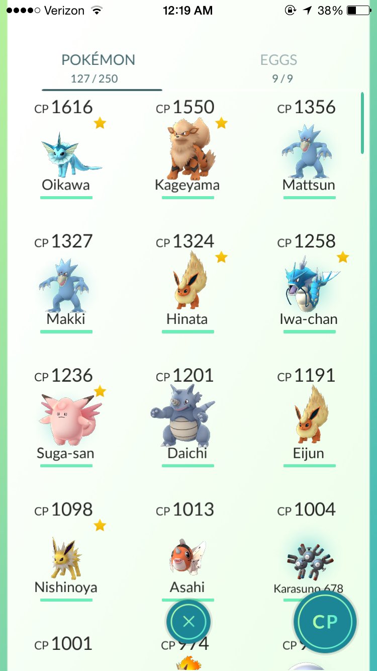 Bing My New Top Cp Pokemon List After Today Ddddd Decided To Name Most Of The Water Blue Pokemon As Seijoh T Co Bfcoahf6yd Twitter