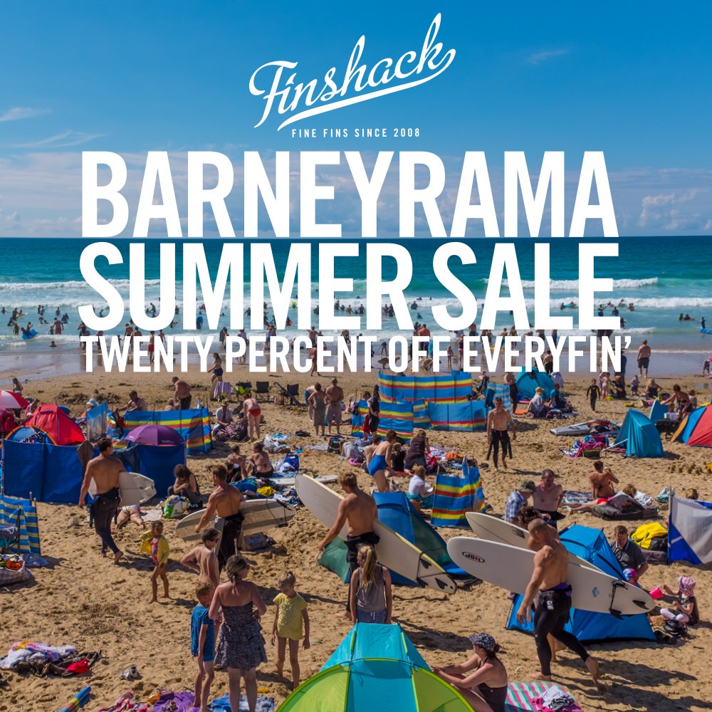 Finshack's tweet image. Summer Sale now on, 20% off everyfin’… use code ‘BARNEY’ when you check out…