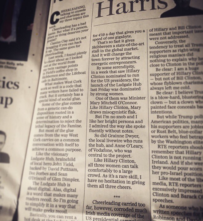 GrainneDwyer's tweet photo. Never thought I'd make the same article as @annatters @mitchelloconnor & @HillaryClinton 😎 - thanks @TheSundayIndo https://t.co/34HAw1daB3